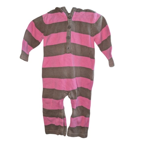🐲3 FOR $9🦄 Old Navy Striped One Piece Knit Hooded Jumpsuit Romper Pant Sweater - Picture 1 of 2